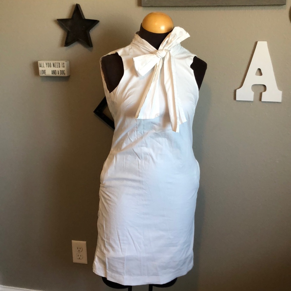 (Banana Republic) White Bow Dress with POCKETS! Women’s SIZE 2